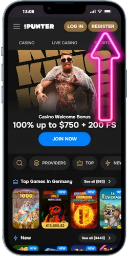 MrPunter Casino Registration Button