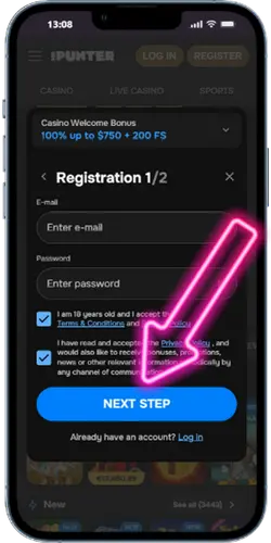 MrPunter Casino First Step Registration