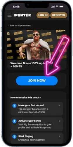Activate Welcome Bonus in MrPunter Casino Profile